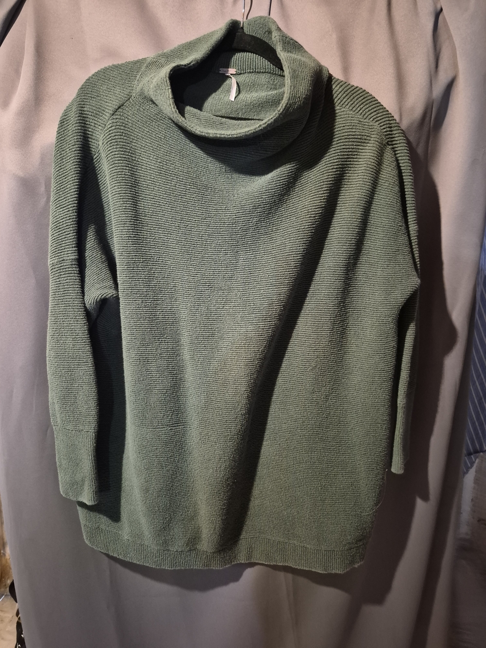 Free People Olive Green Ribbed Turtleneck Sweater